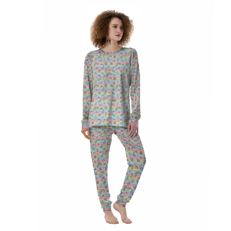 Unicorn Cute Rainbow Print Pattern Women's Pajamas Best pajama sets for cold weather