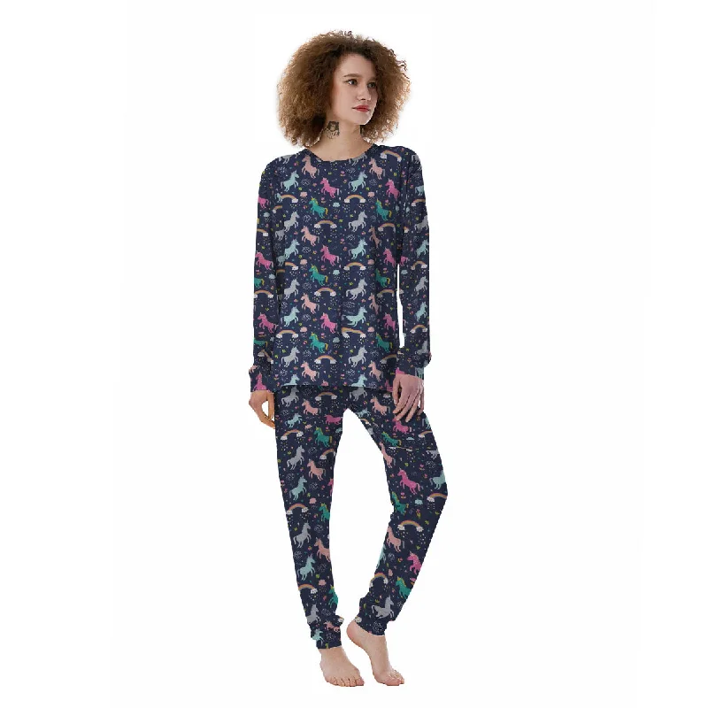 Unicorn Doodle Print Pattern Women's Pajamas Cheap pajama sets