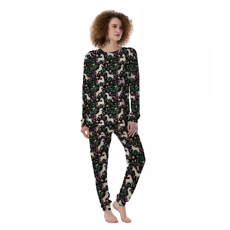 Unicorn Floral Print Pattern Women's Pajamas Zara pajama sets