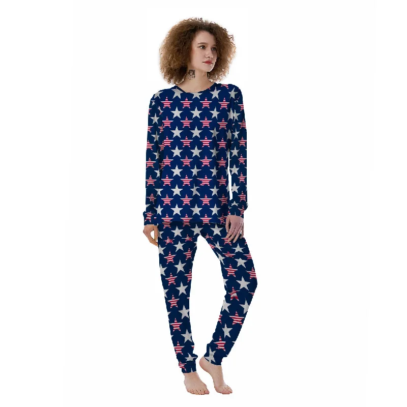 USA Star Fourth of July Print Pattern Women's Pajamas Bridal pajama sets