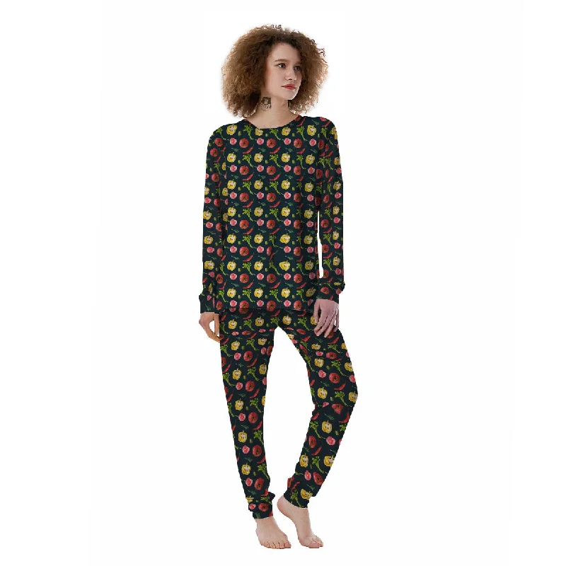 Vegetable Print Pattern Women's Pajamas Vintage pajama sets