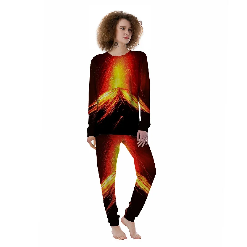 Volcano On Fire Print Women's Pajamas Women's pajama sets