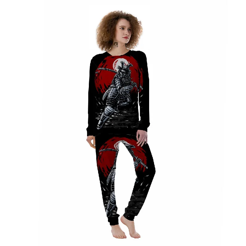 Warrior Samurai Dark Print Women's Pajamas Discounted pajama sets