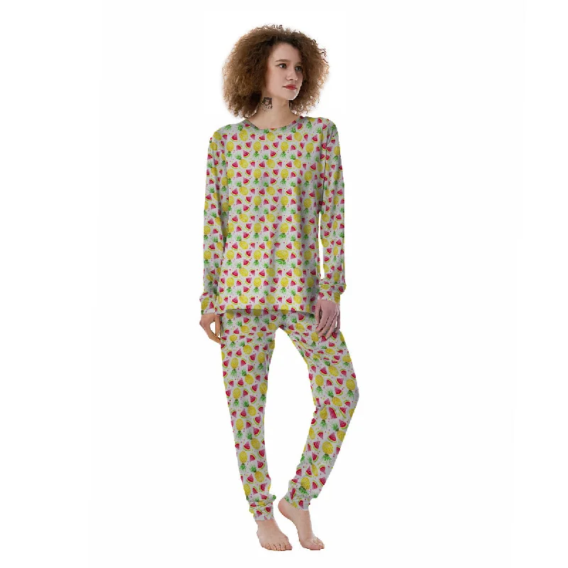 Watermelon Cute Pineapple Print Pattern Women's Pajamas Budget-friendly pajama sets