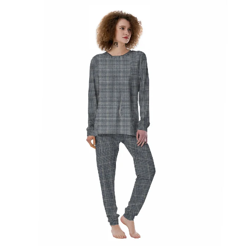 Windowpane Grey Print Pattern Women's Pajamas Two-piece pajama sets