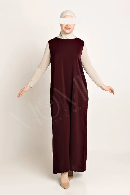 Amal Abaya Inner - Beetroot Luxe Velvet Gown