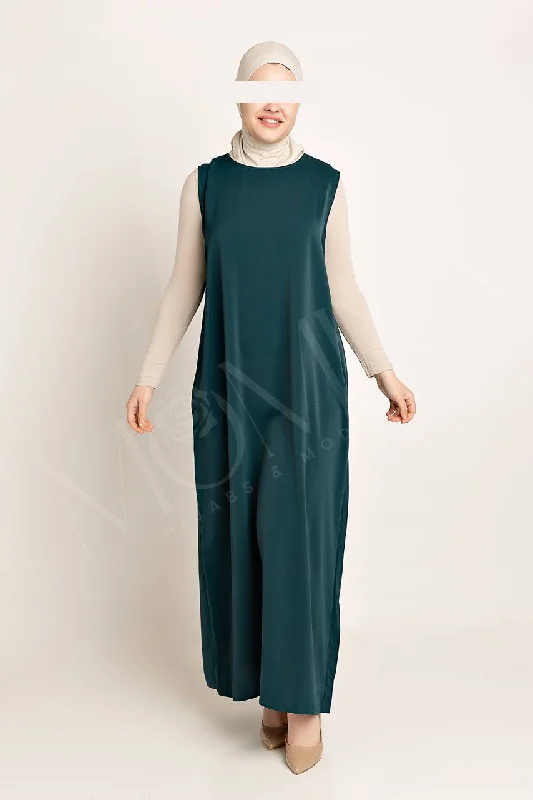 Amal Abaya Inner - Blue Lagoon Luxe Velvet Robe