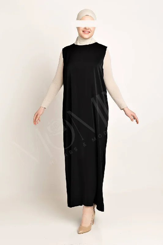 Amal Abaya Inner - Coal Satin Wrap Robe