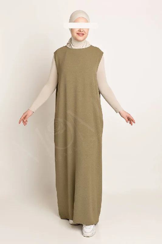 Amani Textured Abaya Inner - Olive Night Gown Robe