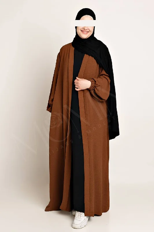 Amani Textured Abaya Outer - Canyon Elegant Satin Set