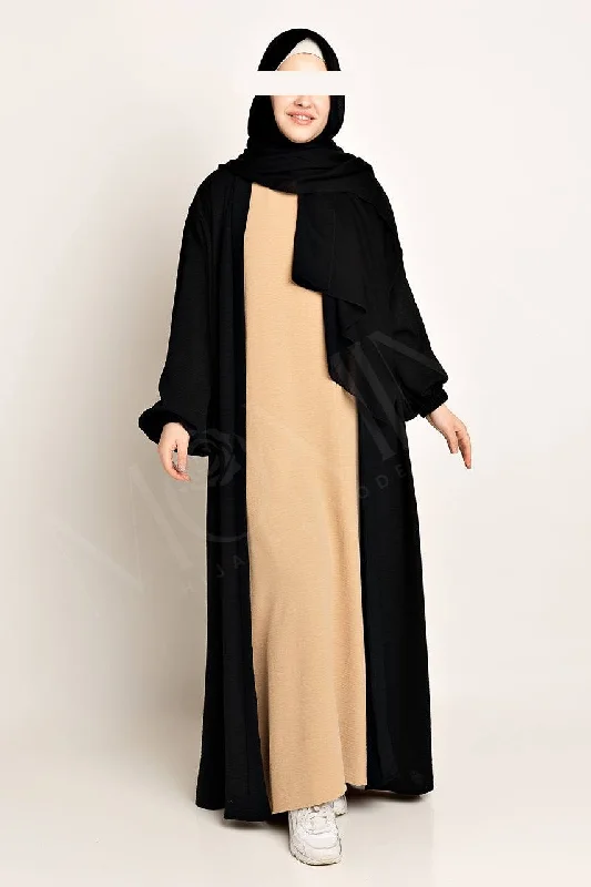 Amani Textured Abaya Outer - Smolder Silk Bathrobe Set