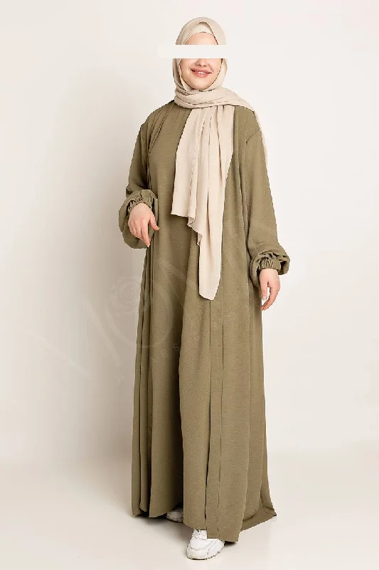 Amani Textured Abaya Set - Olive Luxurious Bridal Gown