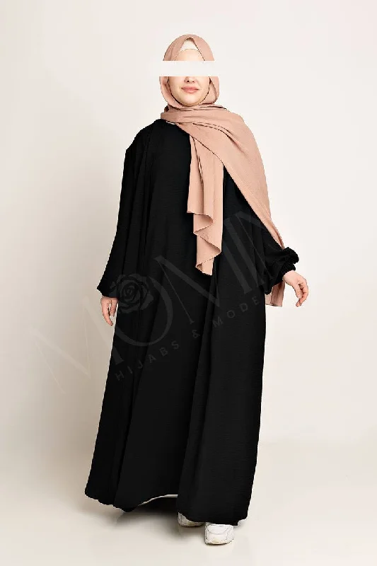 Amani Textured Abaya Set - Smolder Sleeveless Lace Robe