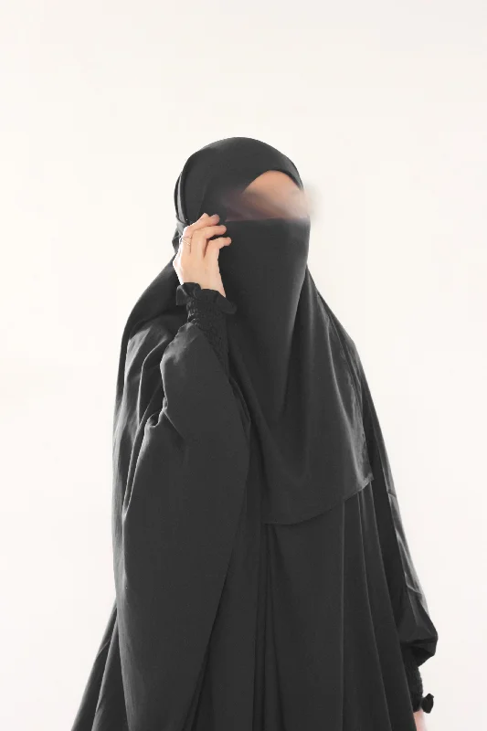 Jilbab + FREE Niqab - Black Luxe Robe Gown