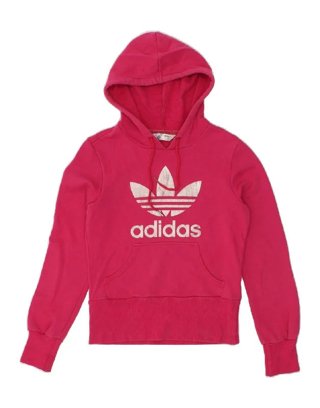 ADIDAS Womens Graphic Hoodie Jumper IT 34 XS Pink Cotton Gucci sweaters