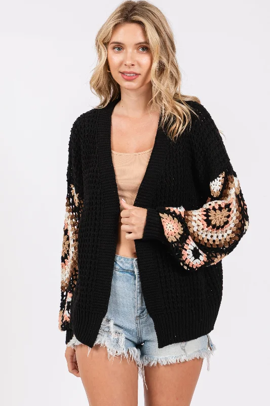 Black Sleeve Crochet Cardigan Best sweaters for work