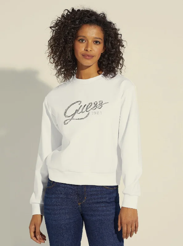 Eco White Afrah Logo Jumper Minimalist sweaters