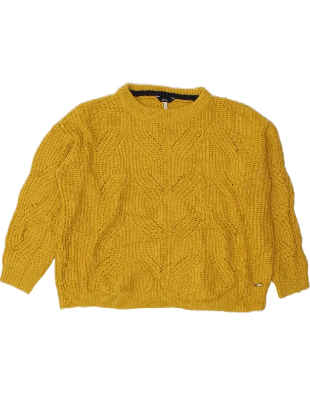 JOULES Womens Boat Neck Jumper Sweater UK 14 Large Yellow Polyamide Expensive sweaters