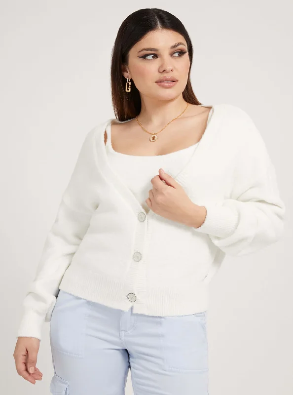 White Maddie Knit Cardigan Cardigan sweaters