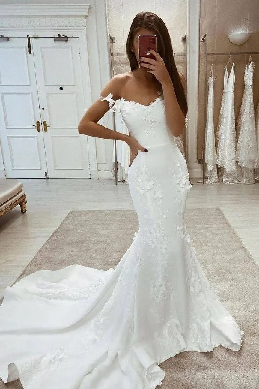 New Arrival Off The Shoulder Mermaid Elegant Long Wedding Dresses Off-shoulder Bridal Gown