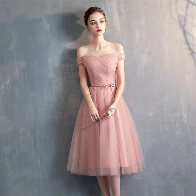 Sweet Pink Lace Short Sleeves A-line  Homecoming Dresses Chic Bridal Gown