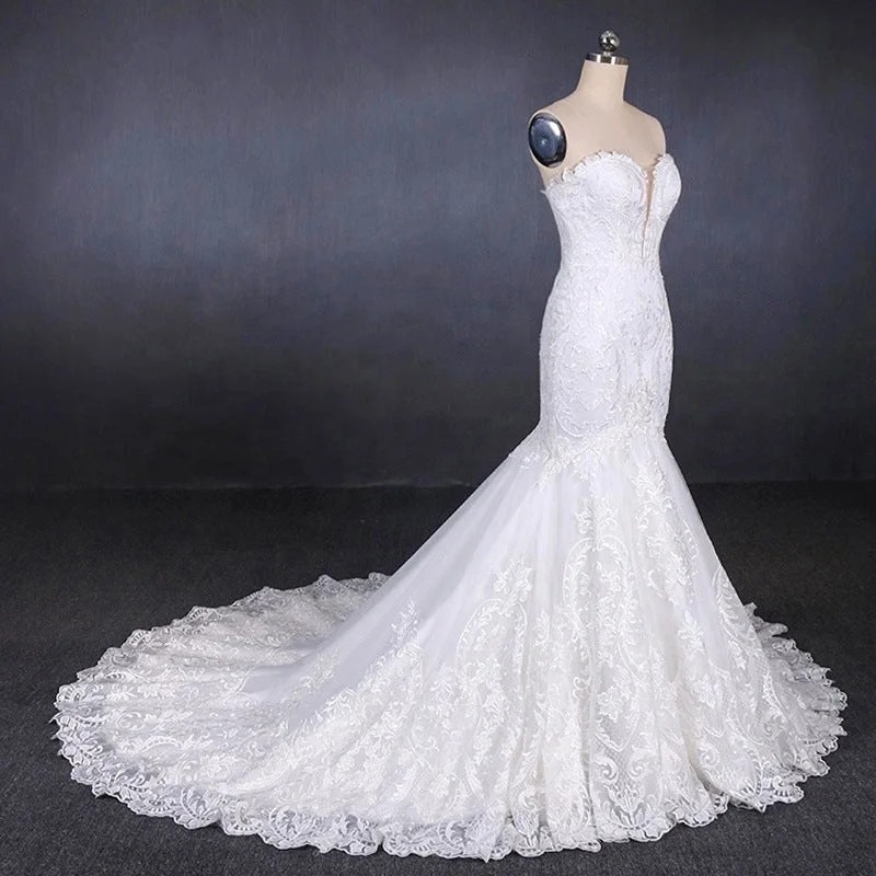 Unique Mermaid Ivory Lace Long Sweetheart Wedding Dresses Wedding Gowns Sexy Wedding Dress