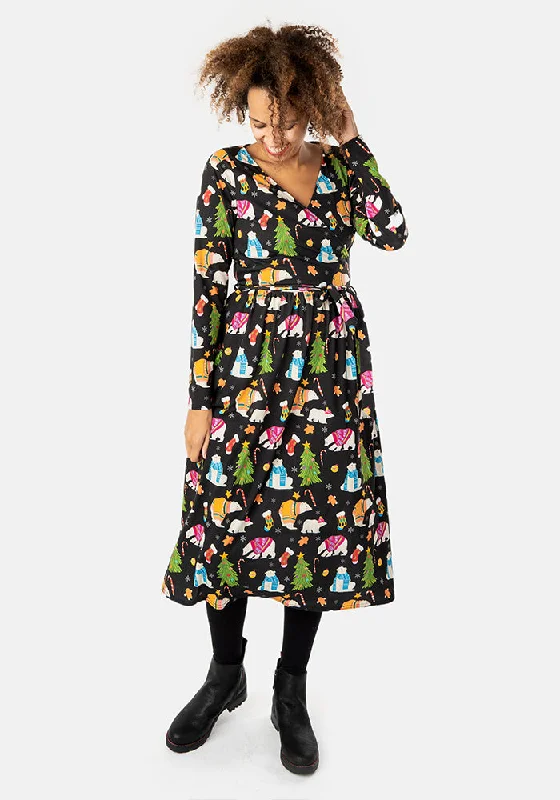 Aurora Polar Bears Print Midi Dress Best midi dresses for plus size