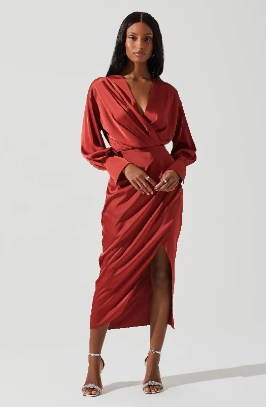 Sadyra Drop Shoulder Wrap Dress Budget-friendly midi dresses