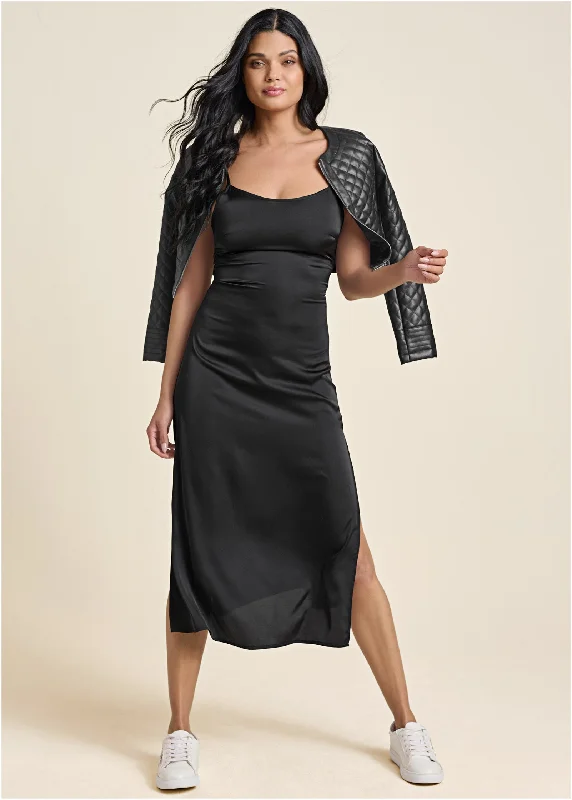 Slip Dress - Black A-line midi dresses