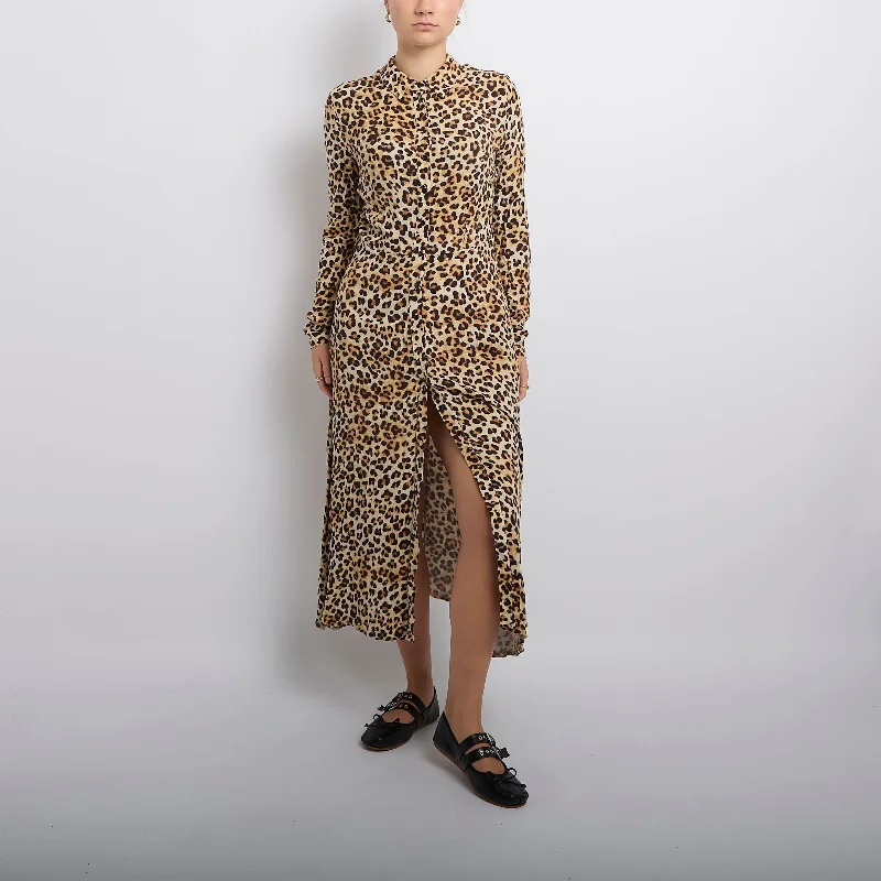 Leopard Print Shirt Maxi Dress- UK 10 Fashion-forward maxi dresses