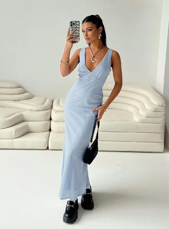 Nellie Anglaise Maxi Dress Blue Chic maxi dresses