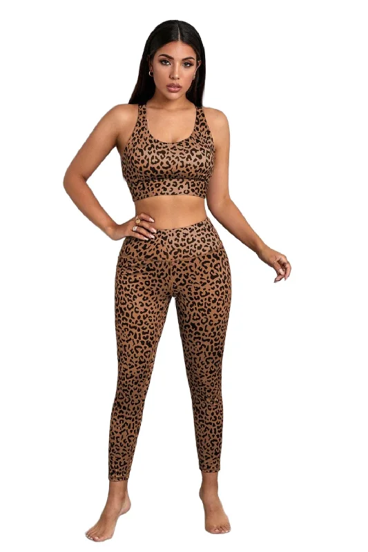 Printed Sports Bra And Leggings Set Sequin unclassified skirts