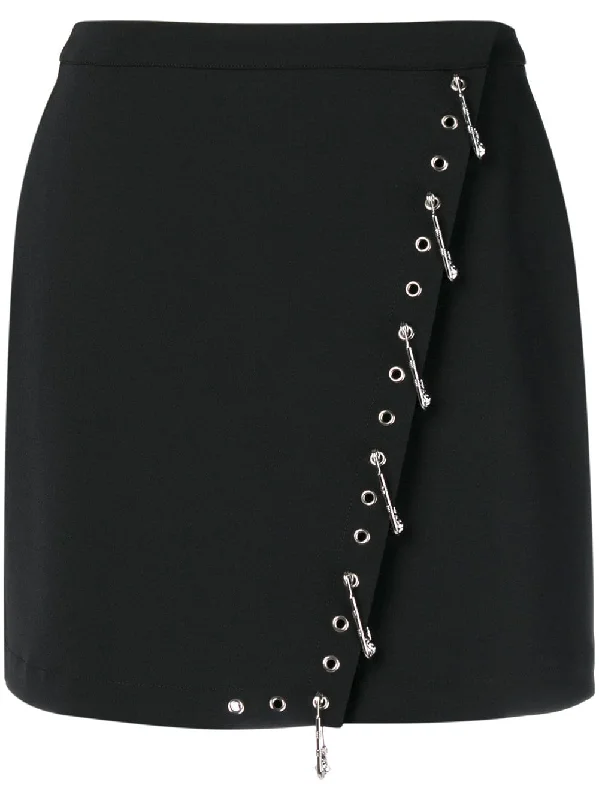 safety pin embellished mini skirt Button-down Mini Skirt