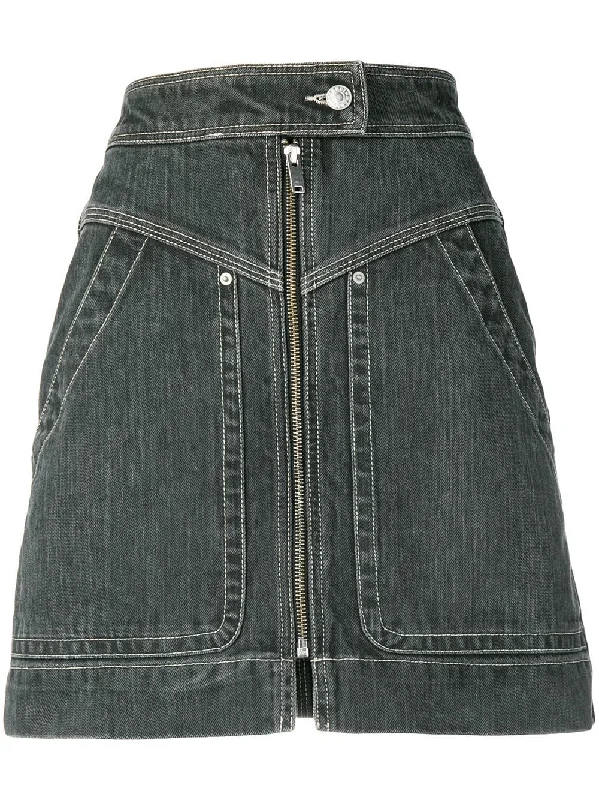 zipped denim mini skirt Stretch Mini Skirt