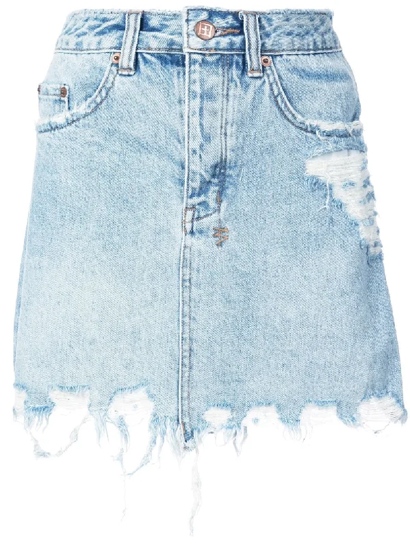 Mini Moss denim skirt Lace Mini Skirt