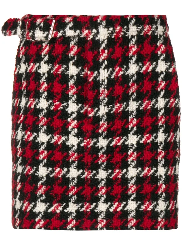 houndstooth mini skirt Button-front Mini Skirt