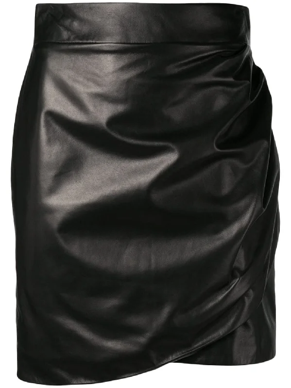 draped effect short skirt Leather Mini Skirt