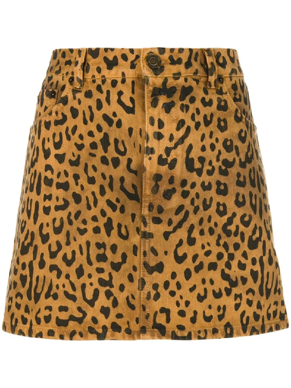 leopard print mini skirt Summer Denim Mini