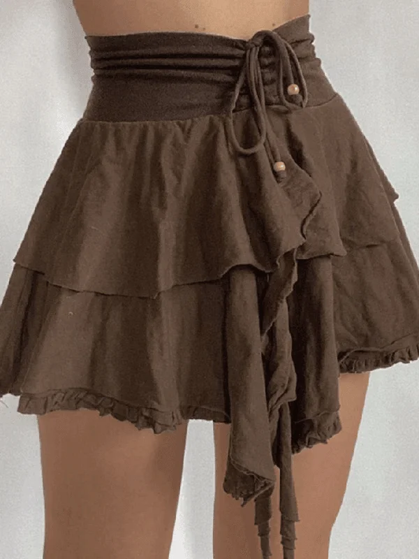 Vintage Lace High Waist Mini Skirts Camo Mini Skirt