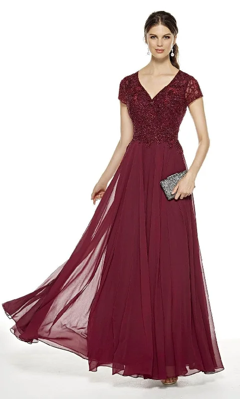 Alyce Paris - Short Sleeve Embellished Evening Dress 27389 Comfortable party dresses for all-night wear