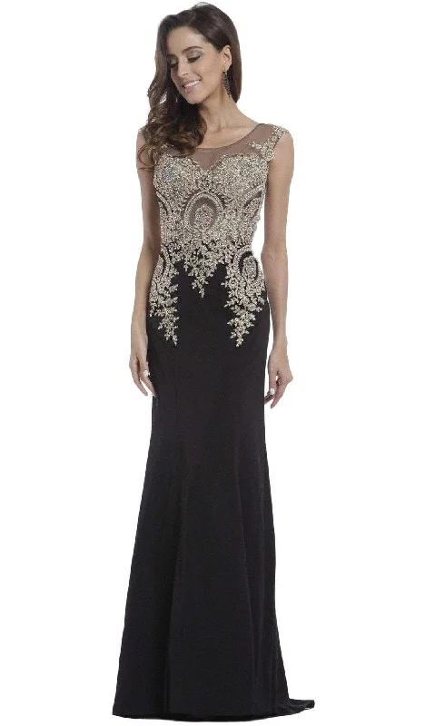 Cinderella Divine - Cap Sleeve Illusion Bateau Metallic Lace Evening Gown Shein party dresses