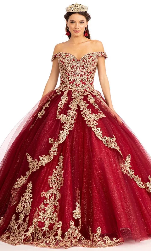 Elizabeth K - Appliqued Tulle Ballgown GL1972  - 1 pc Burgundy in Size M Available Plus size party dresses