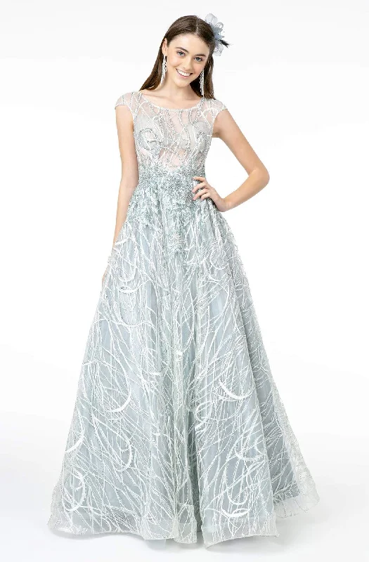 GLS by Gloria - GL2890 Illusion Cap Sleeve Embroidered A-Line Gown Expensive party dresses