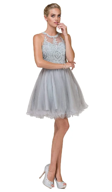 Dancing Queen - 2156 Halter Floral Appliques Tulle Cocktail Dress Edgy party dresses