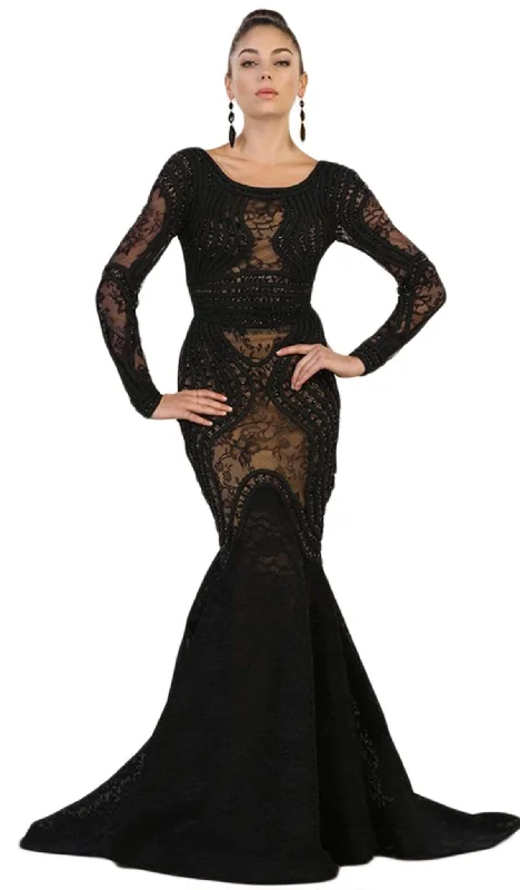 May Queen - RQ7515 Lace Embellished Bateau Mermaid Gown A-line party dresses