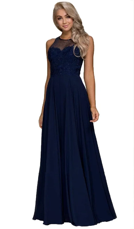 Nox Anabel - Y009 Jeweled Lace Bodice Chiffon A-Line Evening Gown Best party dresses for plus size