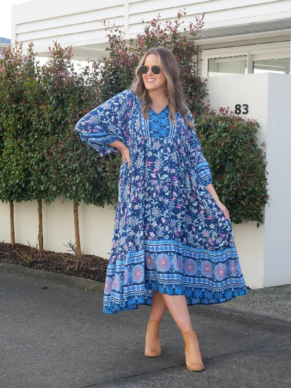 Boho Australia Gibbons Dress Navy Floral Casual floral dresses