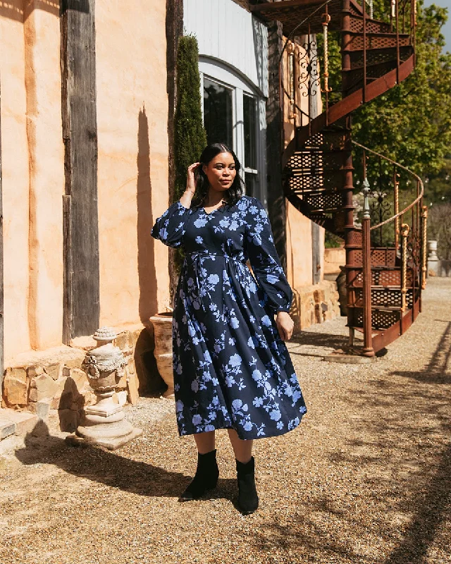 Elm Kasey Floral Dress Navy Midi floral dresses