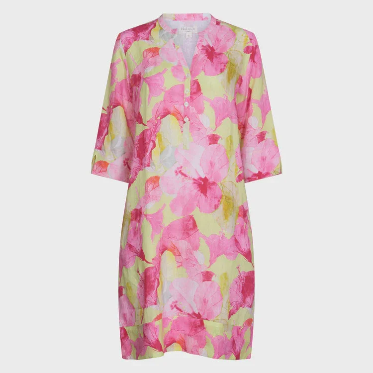 NOLOGO Hibiscus hill classic  print tunic dress Stretchy floral dresses