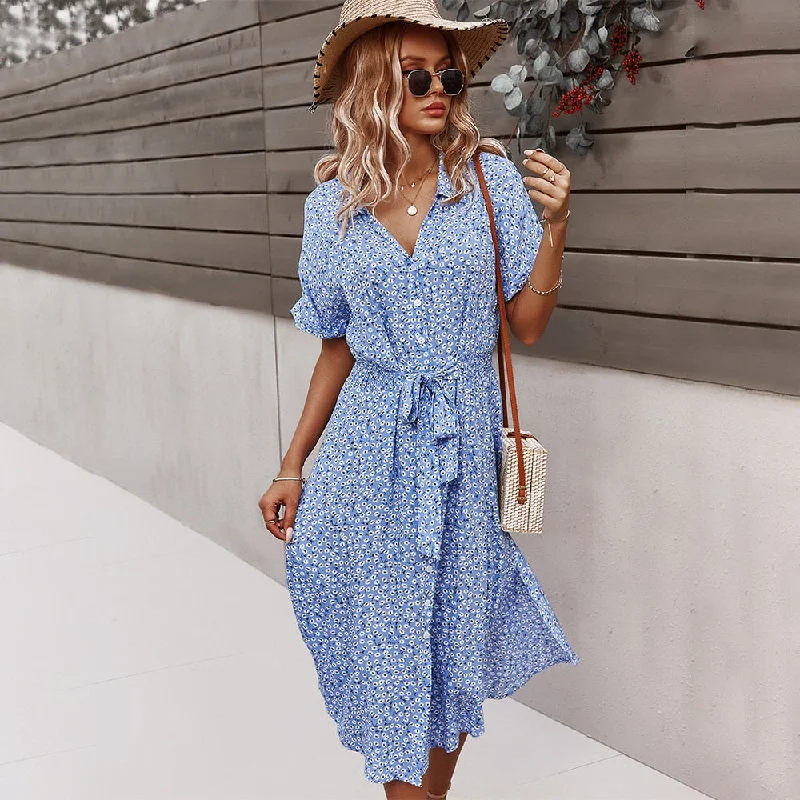 Amy Fashion - Shirt Floral Vintage High Waist Dresses Birthday floral dresses